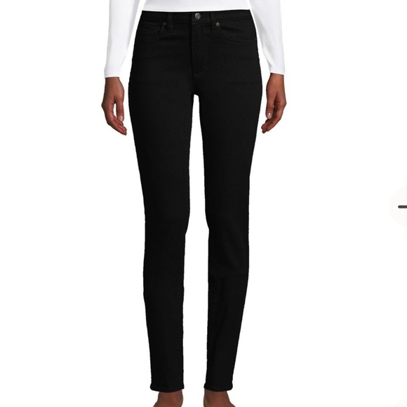 Nwot lands end Women's Mid Rise Straight Leg Jeans - Black - Picture 1 of 5